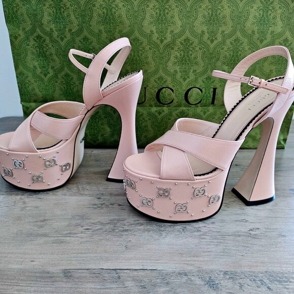 Gucci GG Pink Platform Heels - Picture 1 of 6
